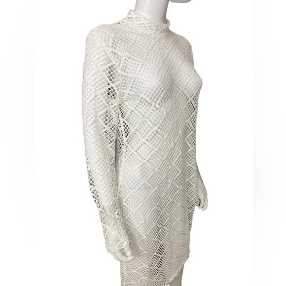 Women’s White Fish Net Dress - Picture 1 of 8